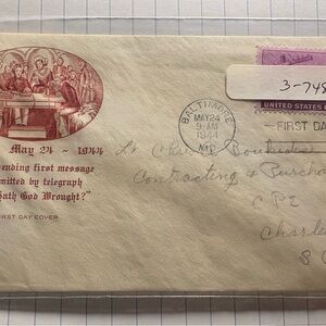 Morse Telegraph Centenary 1944 First Day Cover Baltimore Purple 3 Cent Stamp